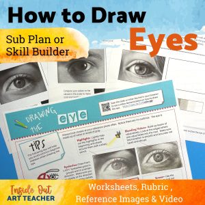 How to draw an eye high school art sub plan worksheet