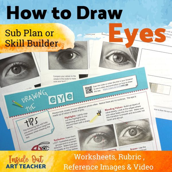 DRAWING AND SHADING THE EYE - Middle School Art - High School Art- Sub Plan
