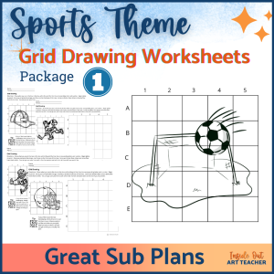 Grid drawing worksheets for middle school art sub plan