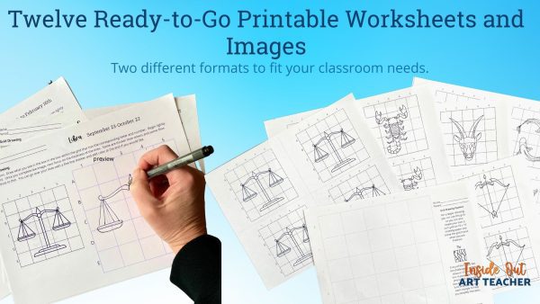 HIGH SCHOOL SUB PLAN/WORKSHEET: Grid Drawing Worksheets Zodiac Themed ...