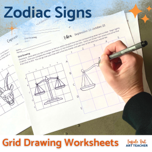 Drawing Zodiac Signs Grid Drawing Worksheets or Middle School Art or High School Art
