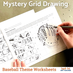 Baseball Grid Drawing Worksheet for High School Art Sub Plan