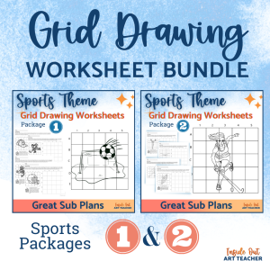 Sports themed grid drawing worksheets for middle school art or high school art. Great drawing activity for high school art sub plans.
