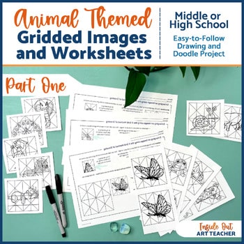 Neurographic Art Easy Doodle Gridded Reference Images and Drawing Worksheets Animals Pack 1