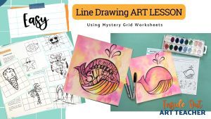 easy summer themed art project using mystery grid drawing worksheets