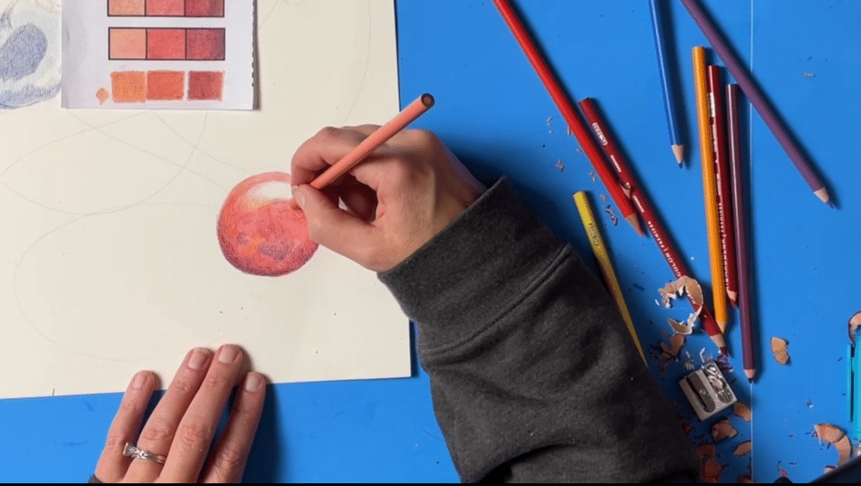 Drawing Colored Pencil Crystals with Marker Layering for Middle School and High School Art Lessons and Worksheets