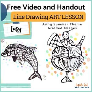 Summer Themed Line Drawing Easy One Day Lesson for High School Art